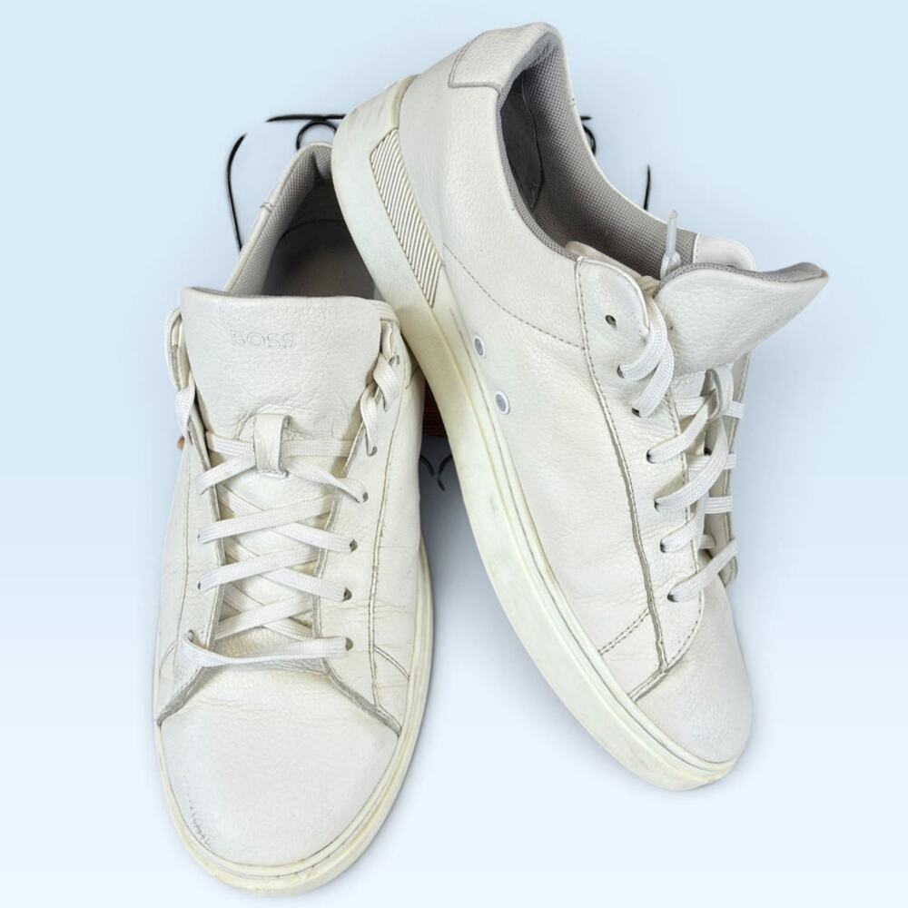 BOSS Hugo Boss Leather Sneakers White Size US 10 / EU 43
